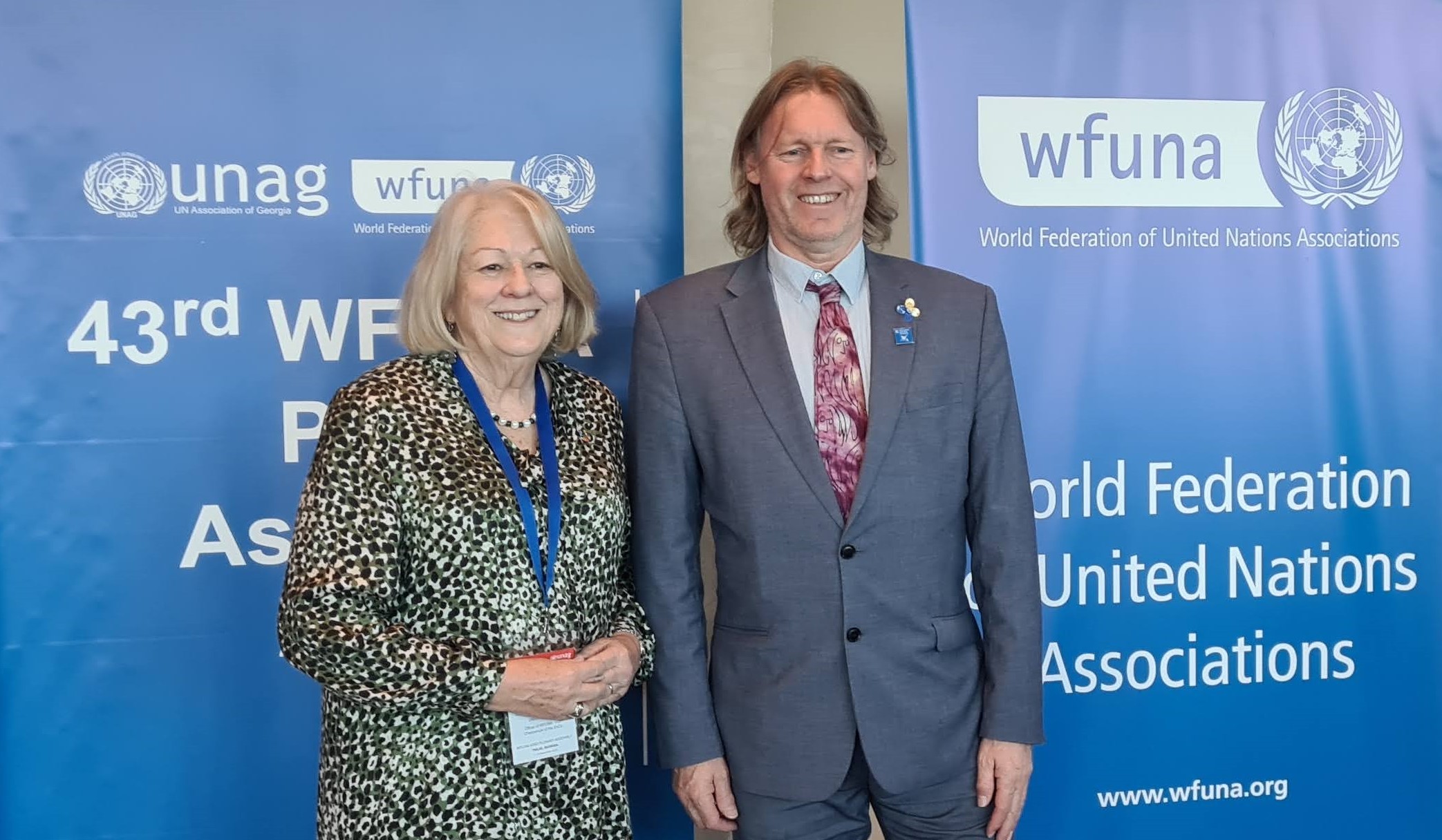 Joy Dunsheath Head of UNANZ delegation and Alyn Ware UNANZ delegate to WFUNA Congress